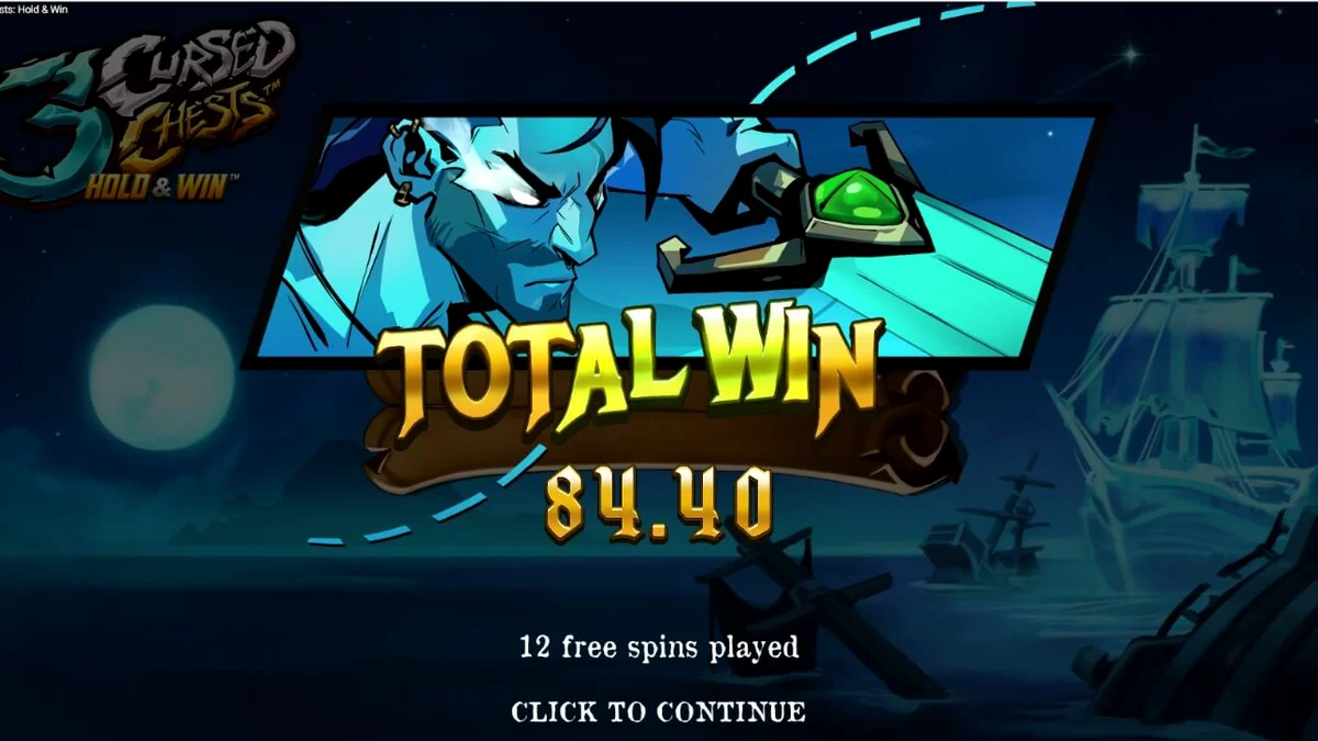 Tampilan visual peti terkutuk dan simbol bajak laut dalam slot 3 Cursed Chests